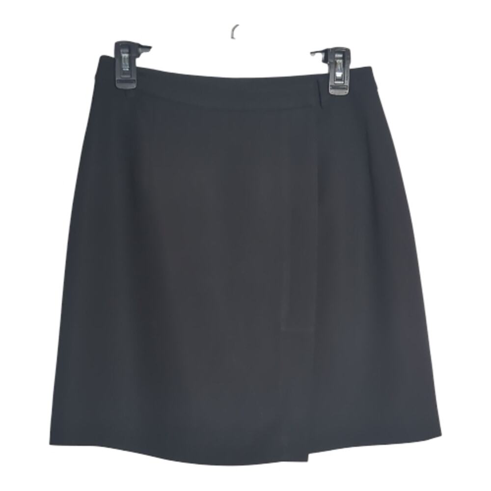Ann Taylor Sz 8 Black Faux Wrap A Line Skirt  Classic Minimalist Office Sire